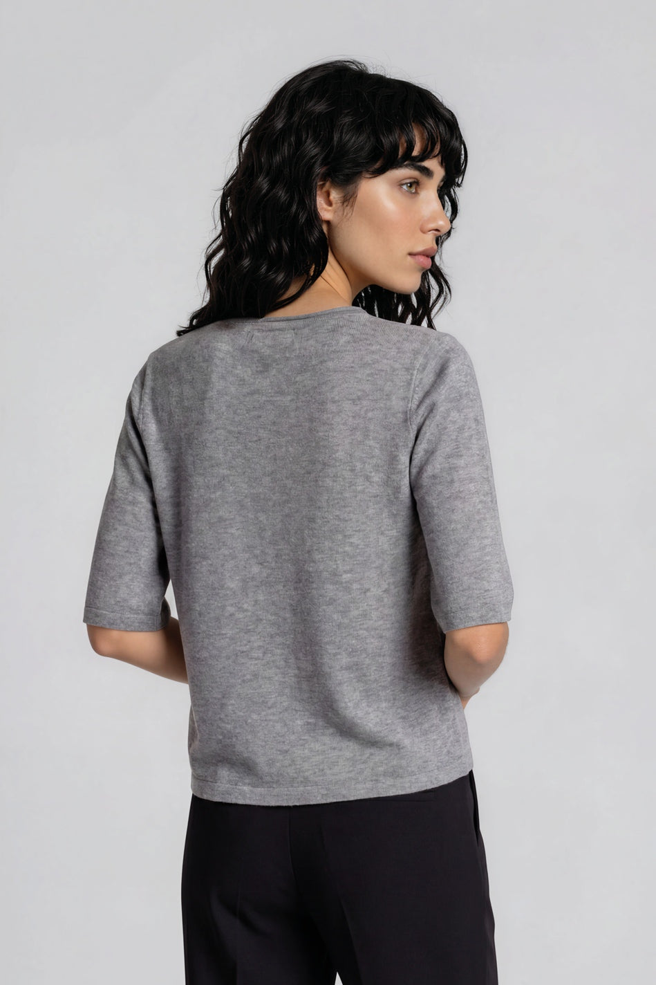 ChalinaBBAndra stickad mellan-grå mel - BBW4837