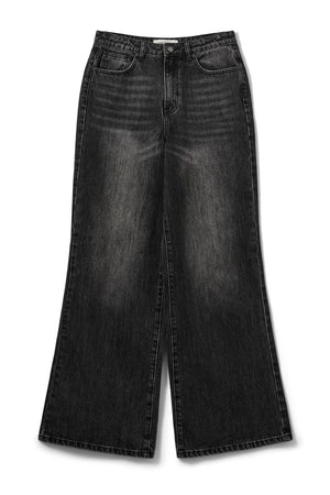 NAPOLI HIGH WAIST JEANS 1015 Tvättad svart - SNOS718