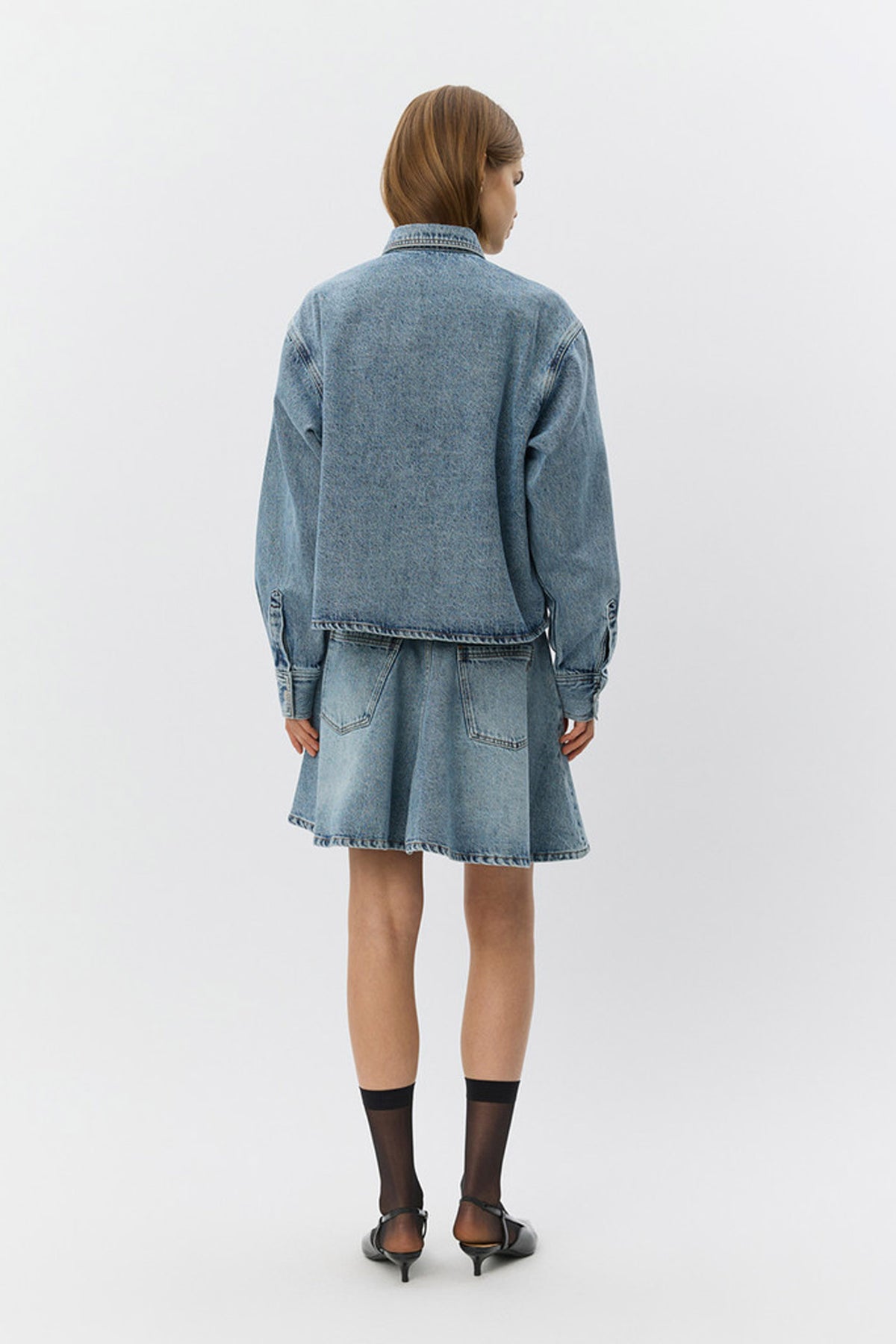NASHSW DENIM BOXY SHIRT JACKET 5036 Blå - S261475
