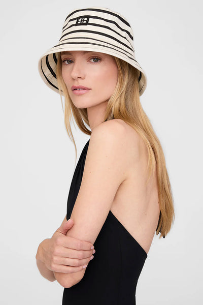 NICKS BUCKET HAT Vit/Svart Randig - A-12-11453 Thumbnail