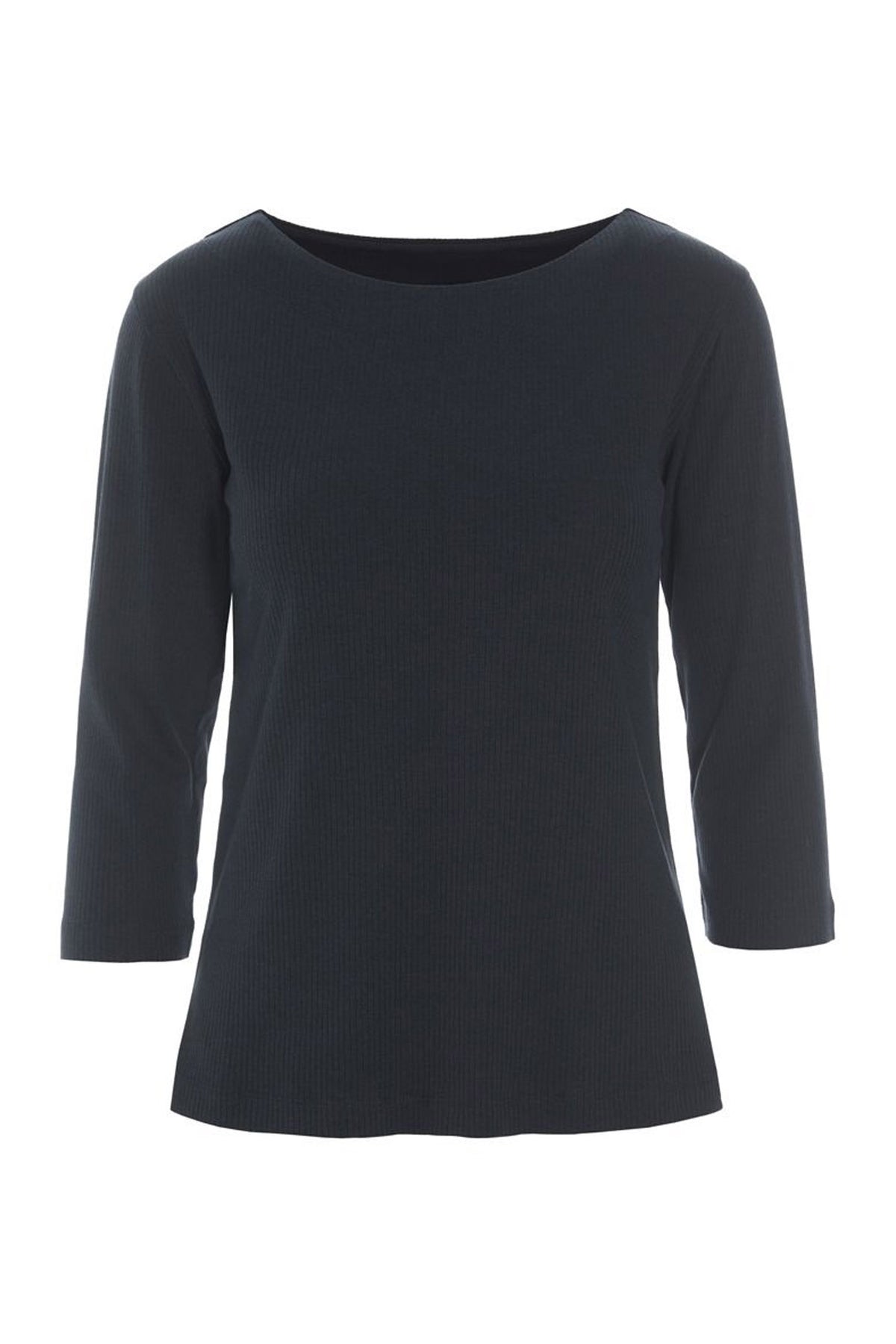 Naibu ribbad blus med 3/4-ärm Svart - 261-4079-5085