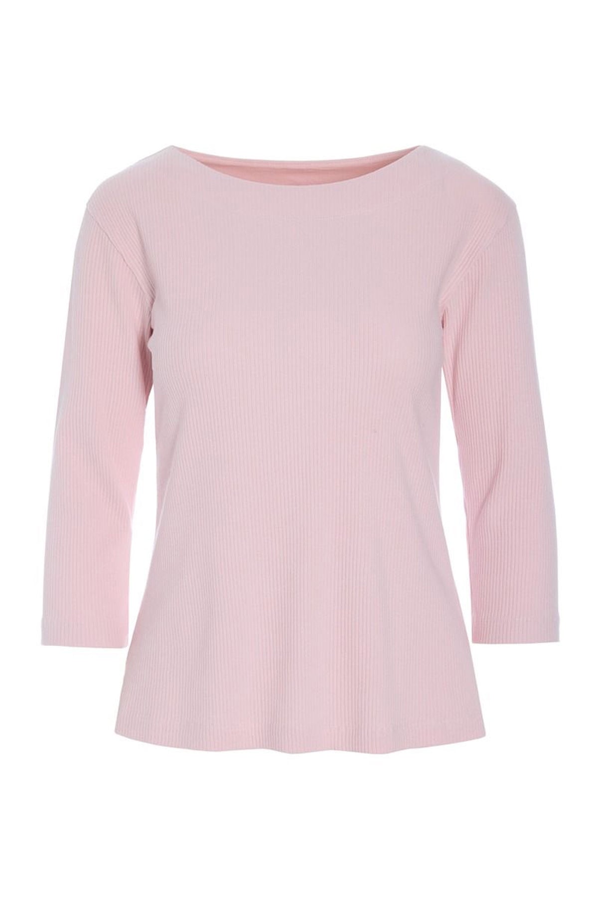 Naibu ribbad blus med 3/4-ärm CHALK PINK - 261-4079-5085