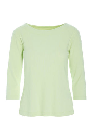 Naibu ribbad blus med 3/4-ärm LIME CREAM - 261-4079-5085