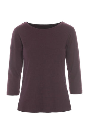Naibu ribbad blus med 3/4-ärm RAISIN - 261-4079-5085