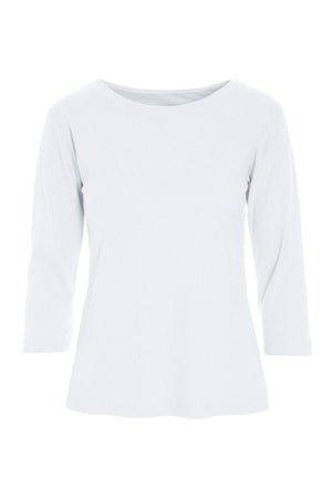 Naibu ribbad blus med 3/4-ärm White - 261-4079-5085