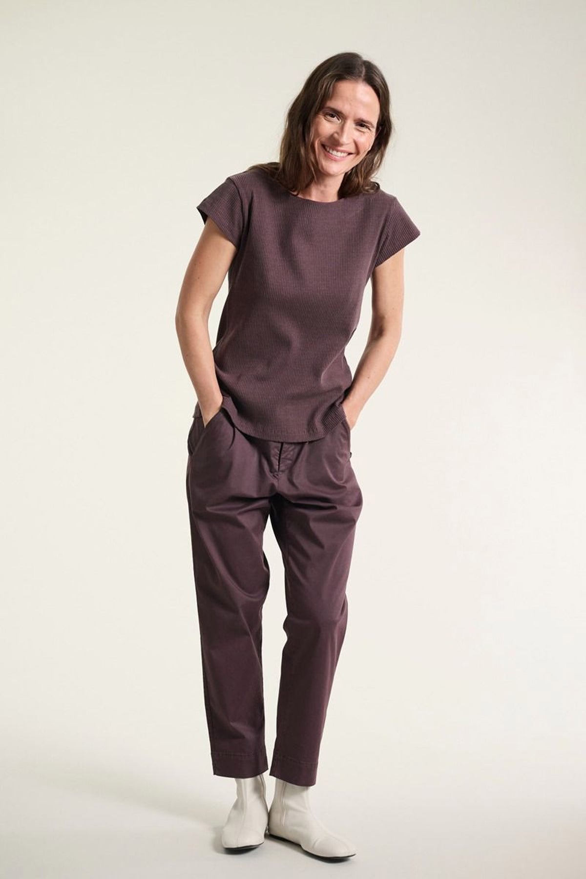 Naibu rib t-shirt RAISIN - 261-4079-5086