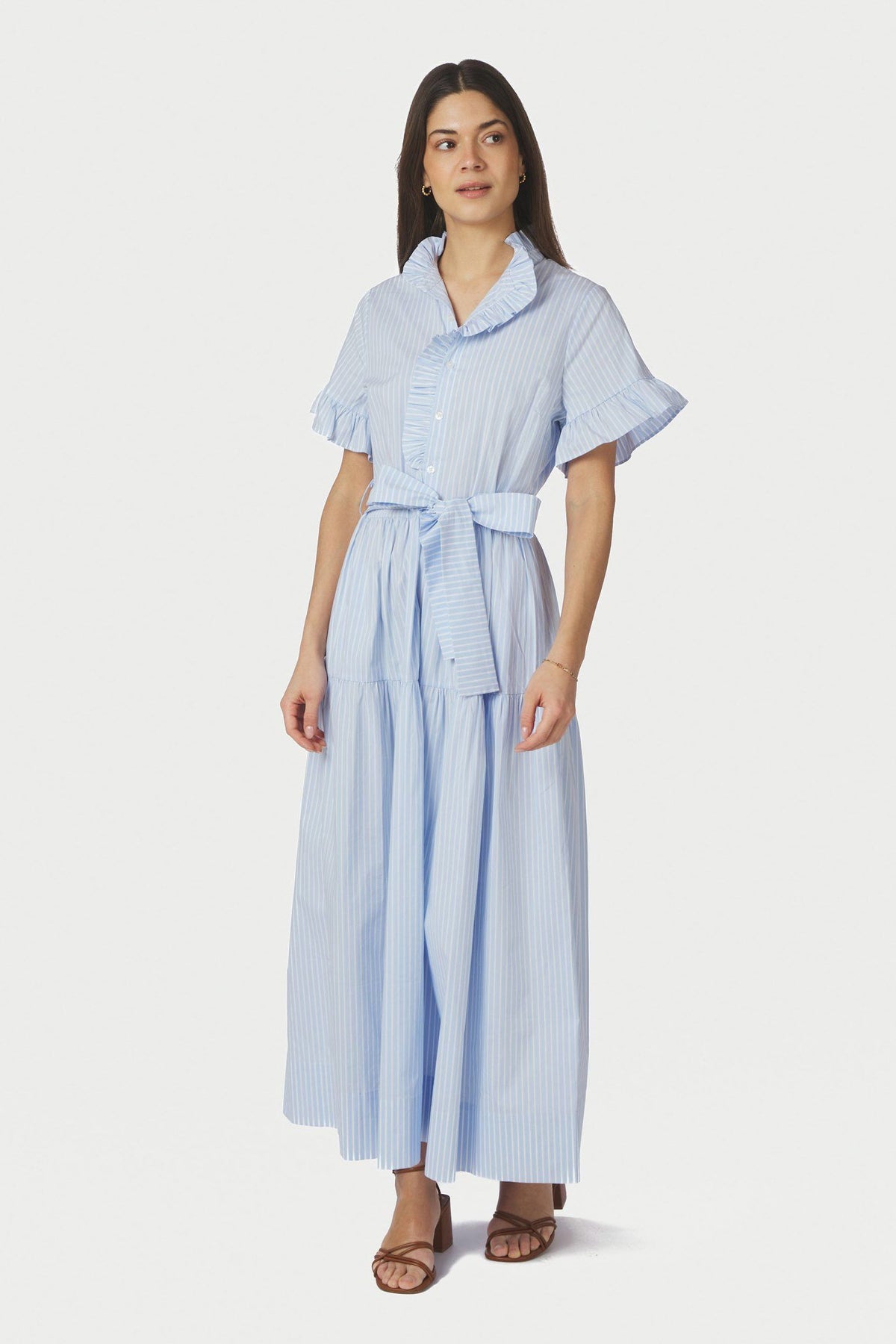 Nellie Soft Stripe Dress Ljusblå - 168230