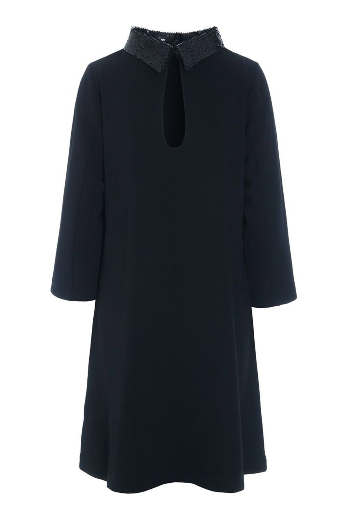 Nima crepe-klänning med krage Black - 259-2453-5487