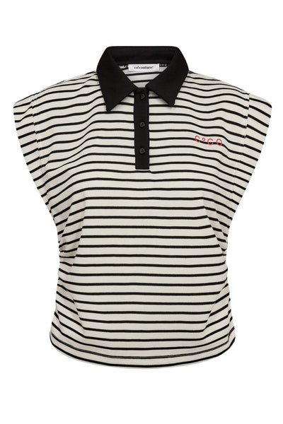 NormaCC Stripe Polo Top 96-Black - 43024 Thumbnail