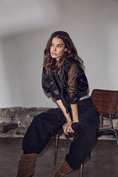 Organza Bomber Svart - HL10660 Thumbnail