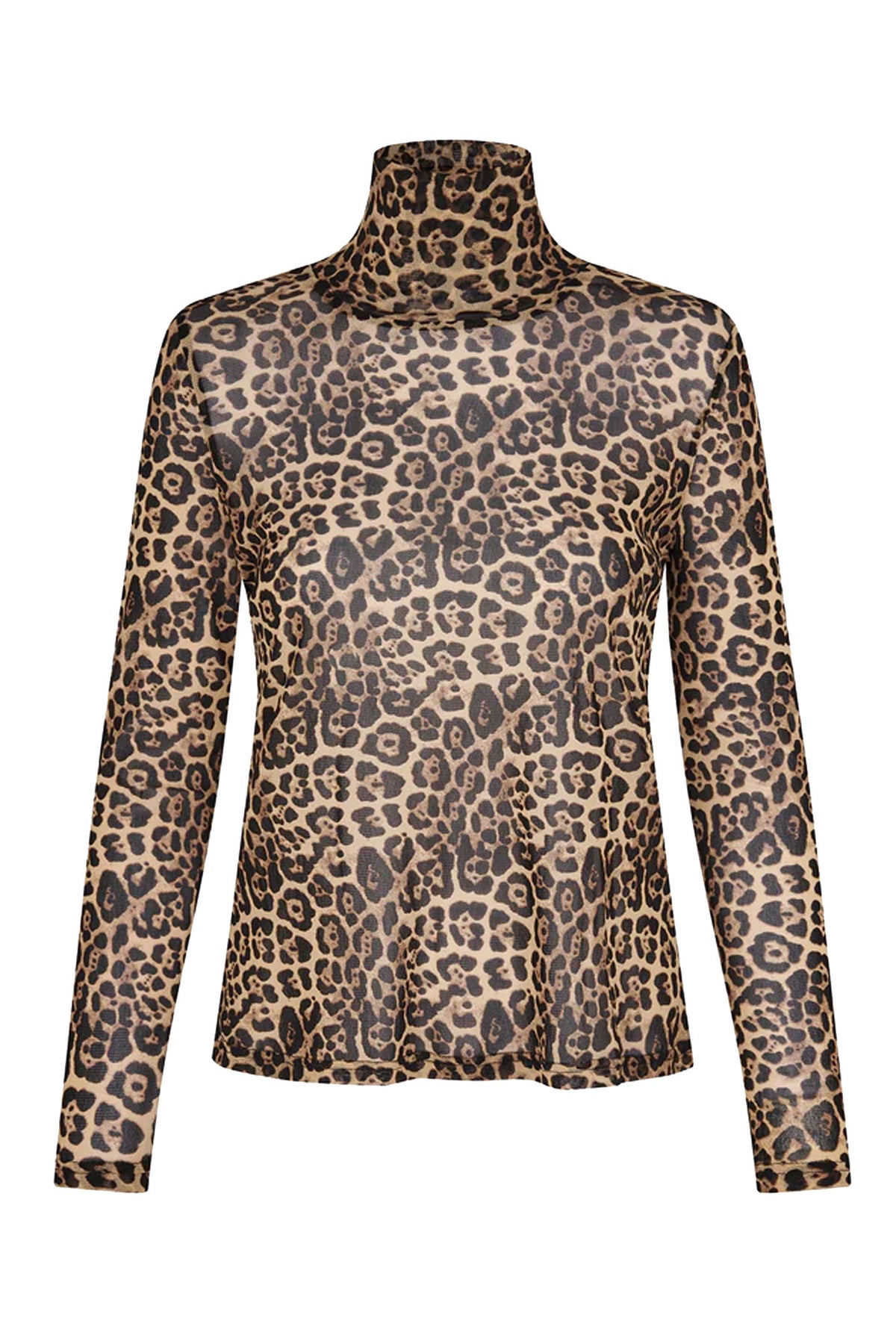 OrieLL High Neck Blouse LS 72 Leopardmönstrad - 25522-1004