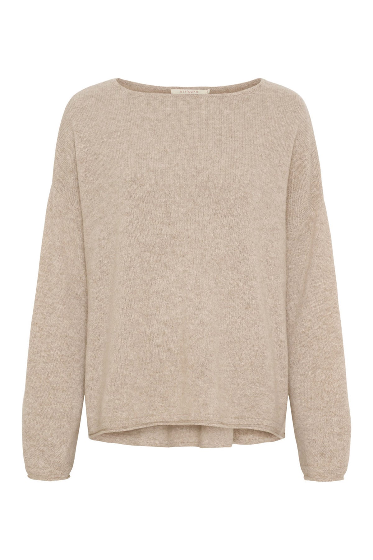 Oversized blus i ren kashmir Nougat Melange - 500082