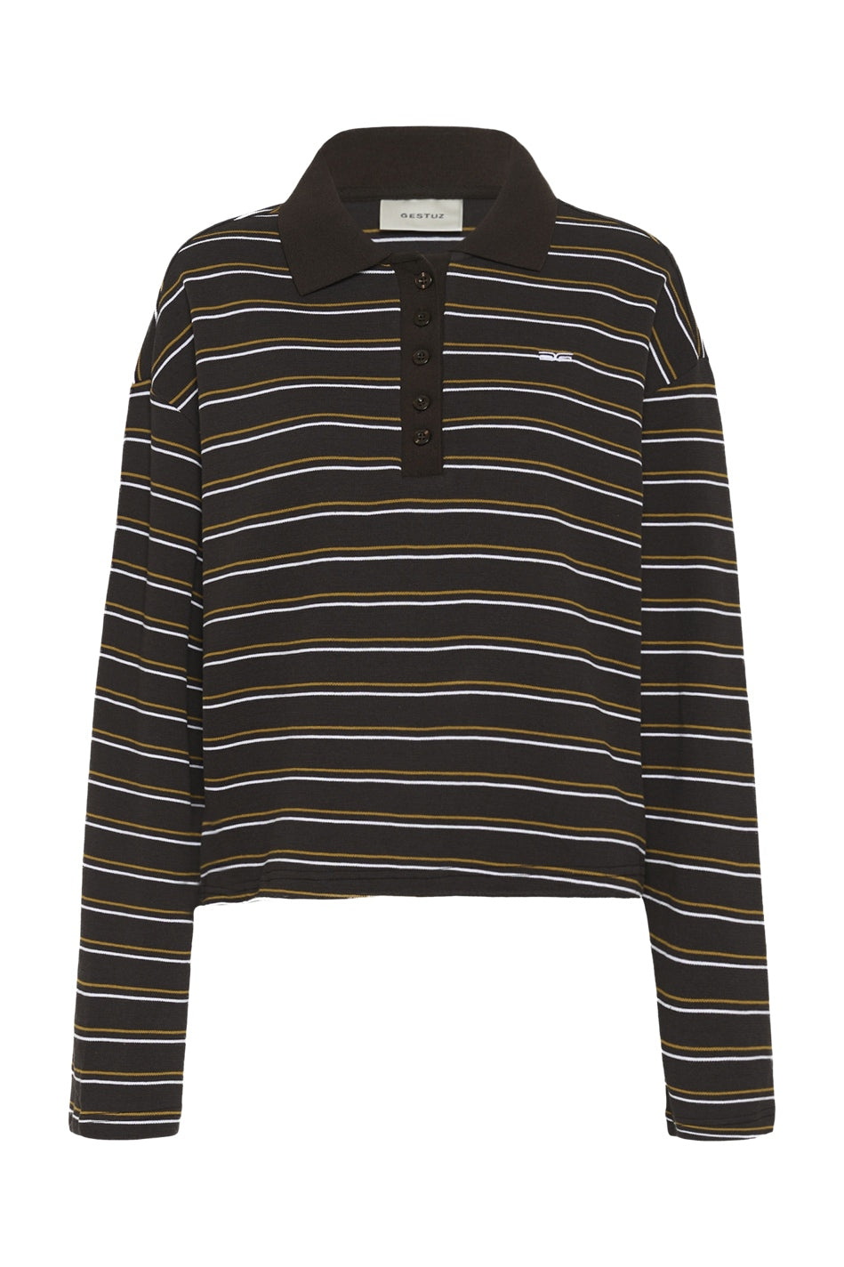 GZpilova LS polo tee Ganache randig - 109843 - 10911483