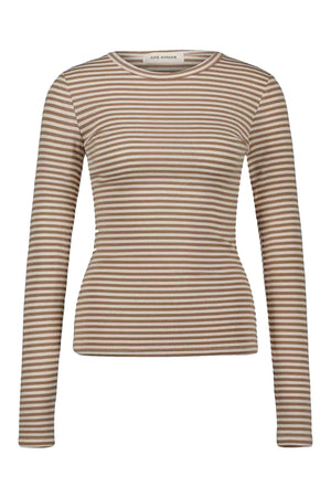 PETRICIASW STRIPE T-SHIRT LONG 7120 Beige Striped - SNOS704