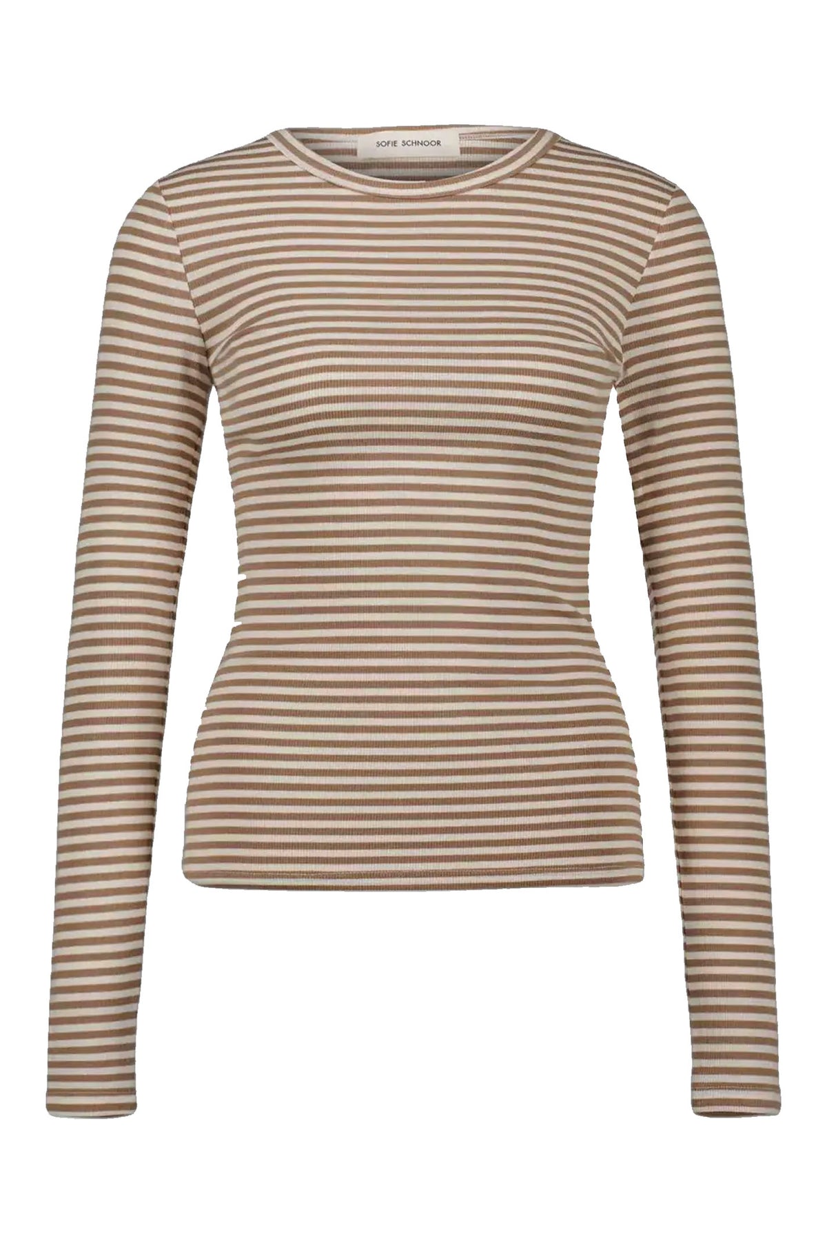PETRICIASW STRIPE T-SHIRT LONG 7120 Beige Randig - SNOS704