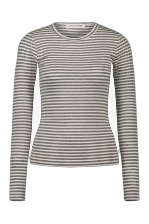 PETRICIASW STRIPE T-SHIRT LONG 8048 Grey Striped - SNOS704