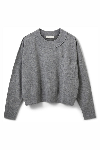PORTIASW STICKAD TRÖJA 8000 Grey Melange - S261355 Thumbnail
