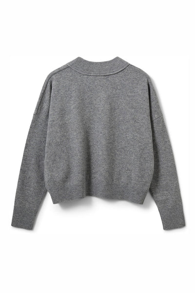 PORTIASW STICKAD TRÖJA 8000 Grey Melange - S261355 Thumbnail