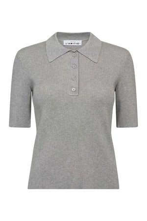 Piccolo SS Polo Rib Knit Ljusgråmelerad
