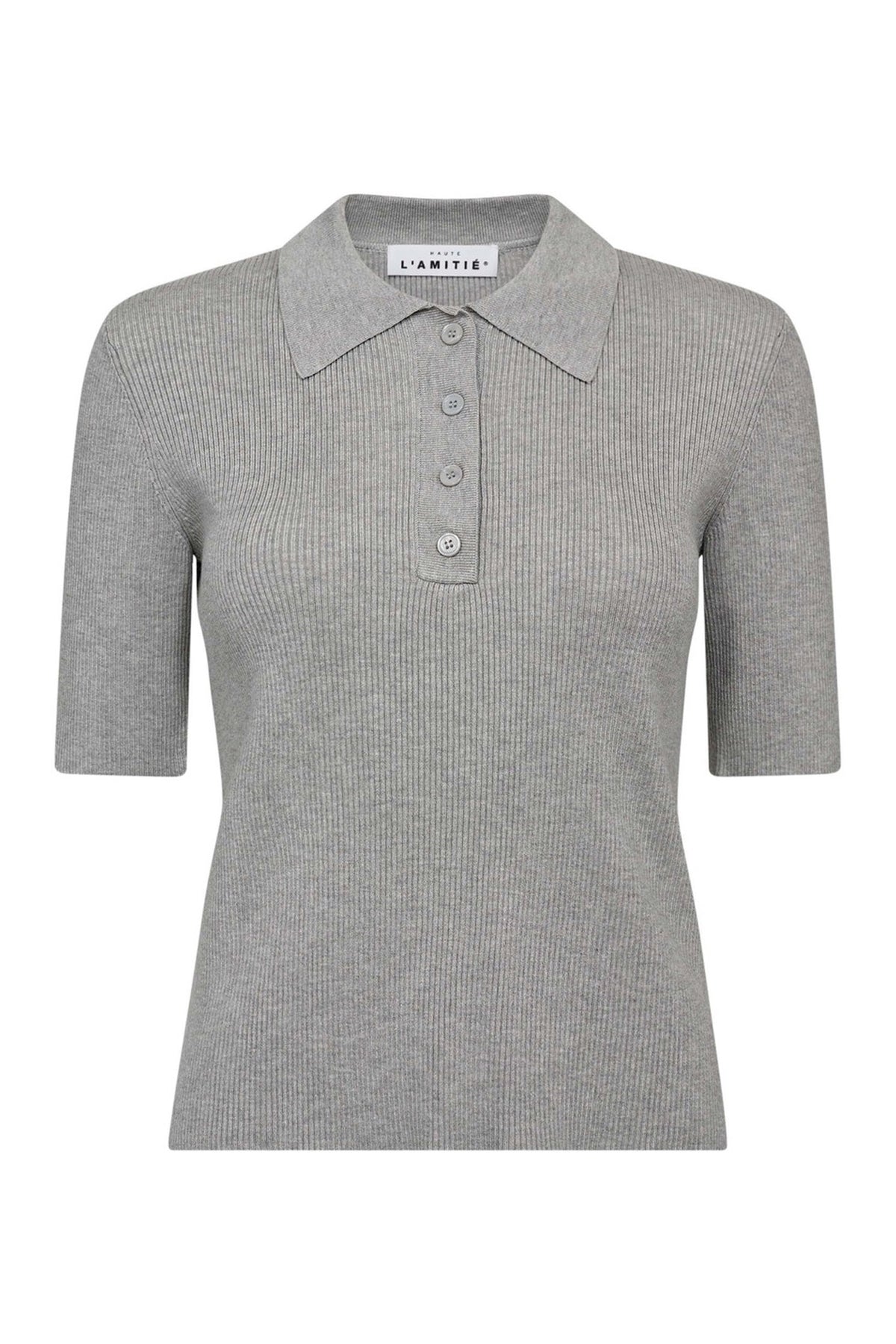 Piccolo SS Polo Rib Knit Ljusgråmelerad
