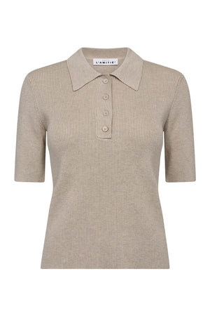 Piccolo SS Polo Rib Knit Seashell Melange - HL10010