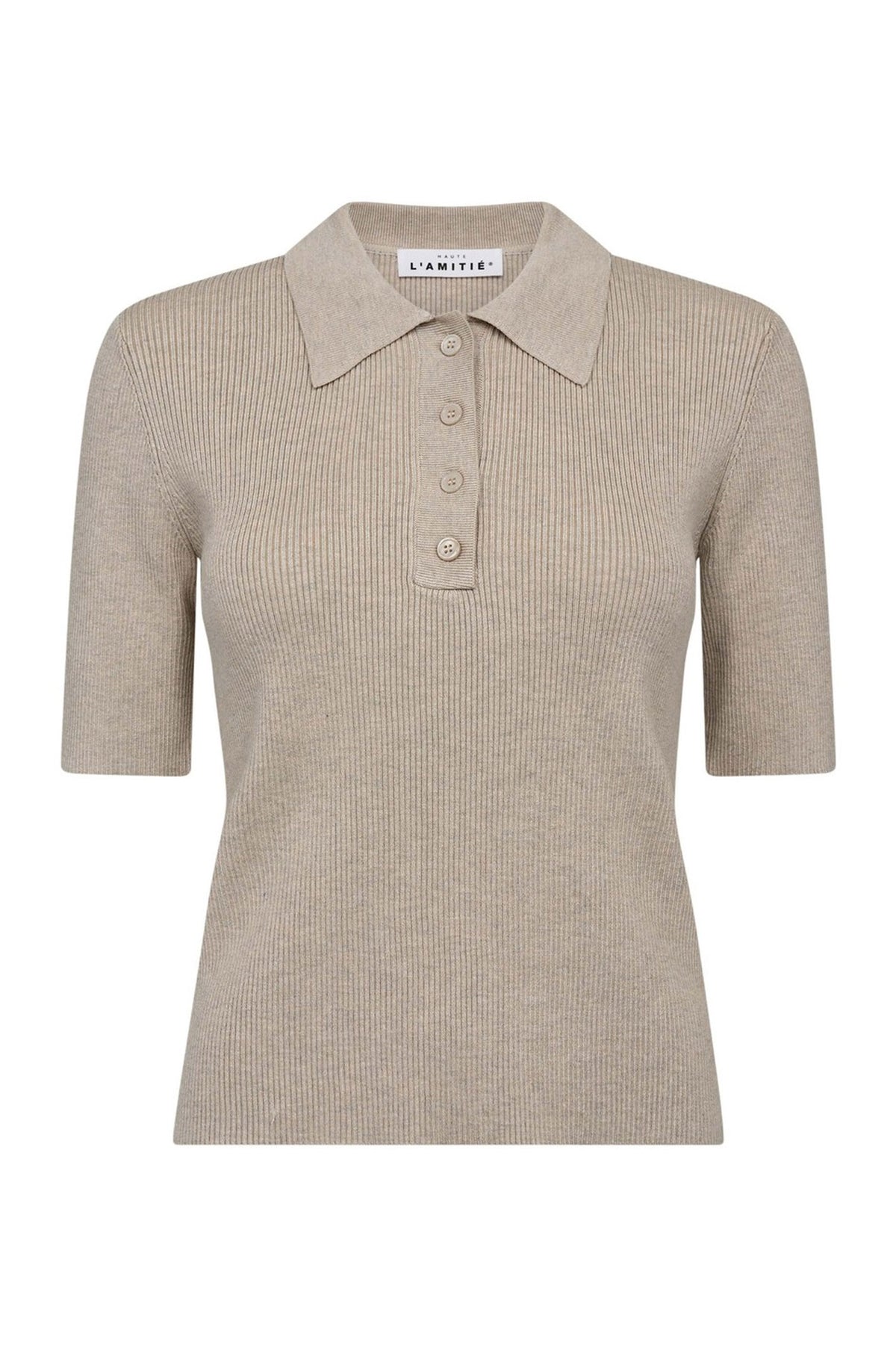Piccolo SS Polo Rib Knit Seashell Melange - HL10010