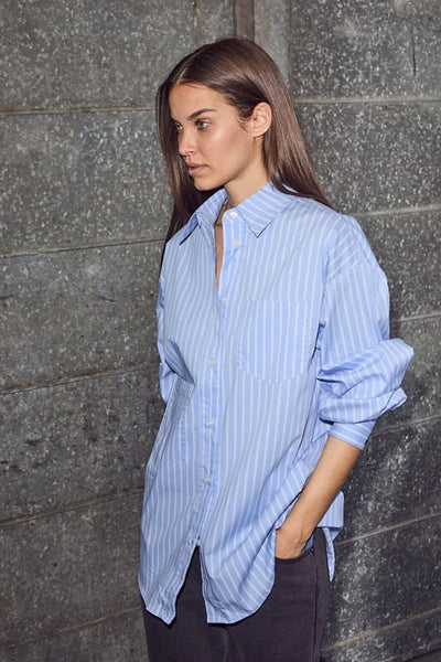 Pocket Stripe Shirt Blue - HL10259 Thumbnail