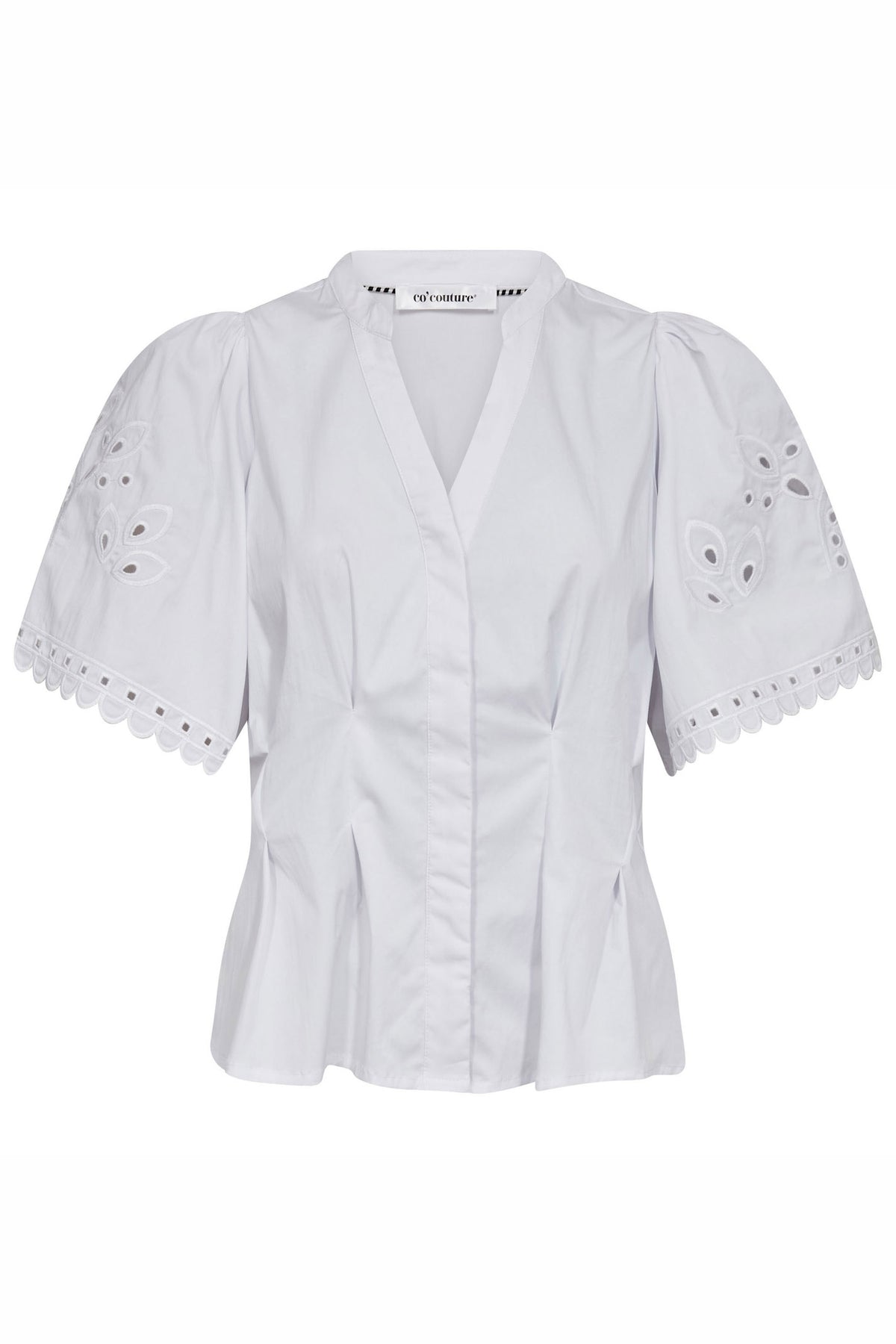 PoppyCC Emb SS V-Shirt 4000-Vit - 45075