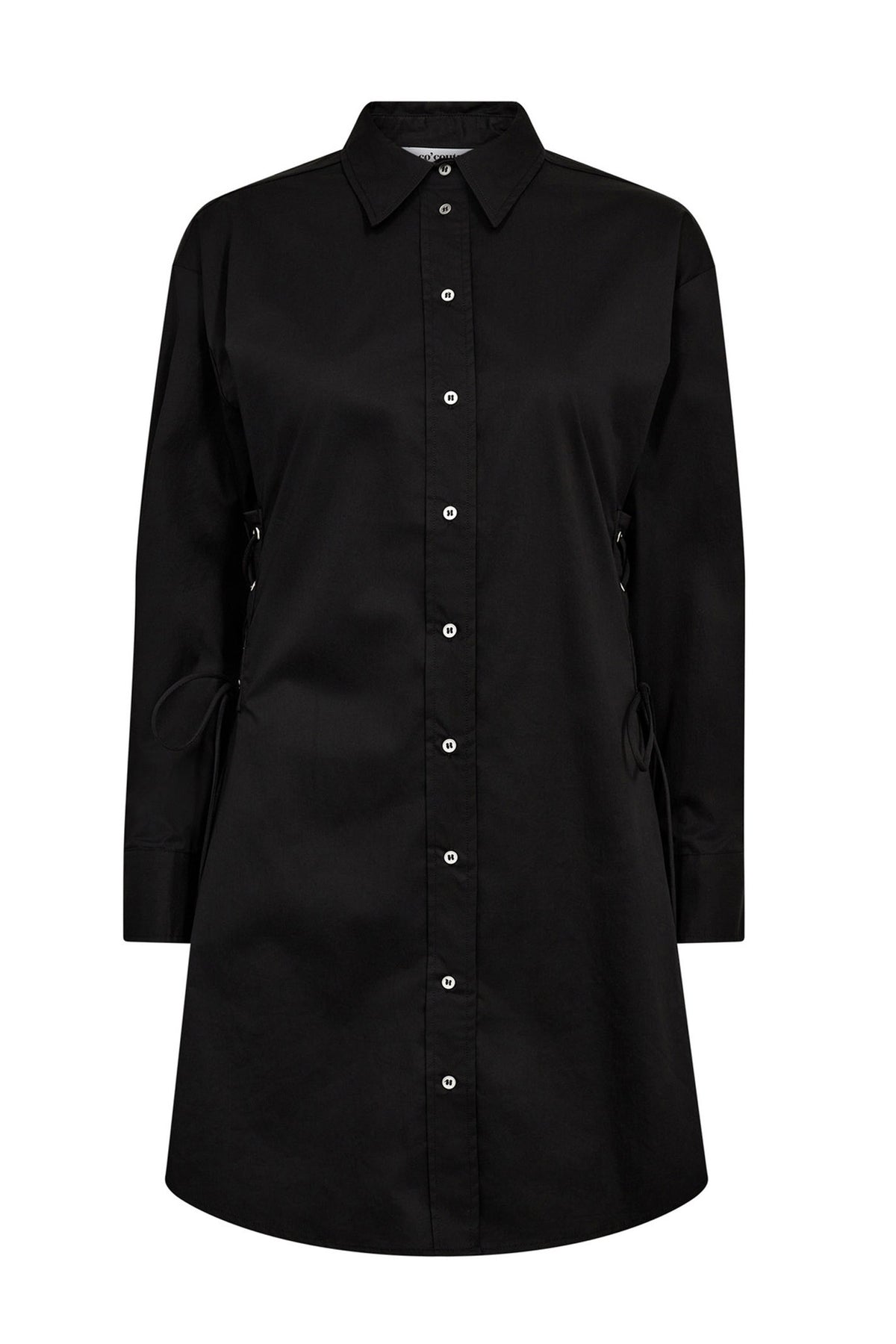 PoppyCC Eyelet Tie Shirt Dress 96-Black - 36525
