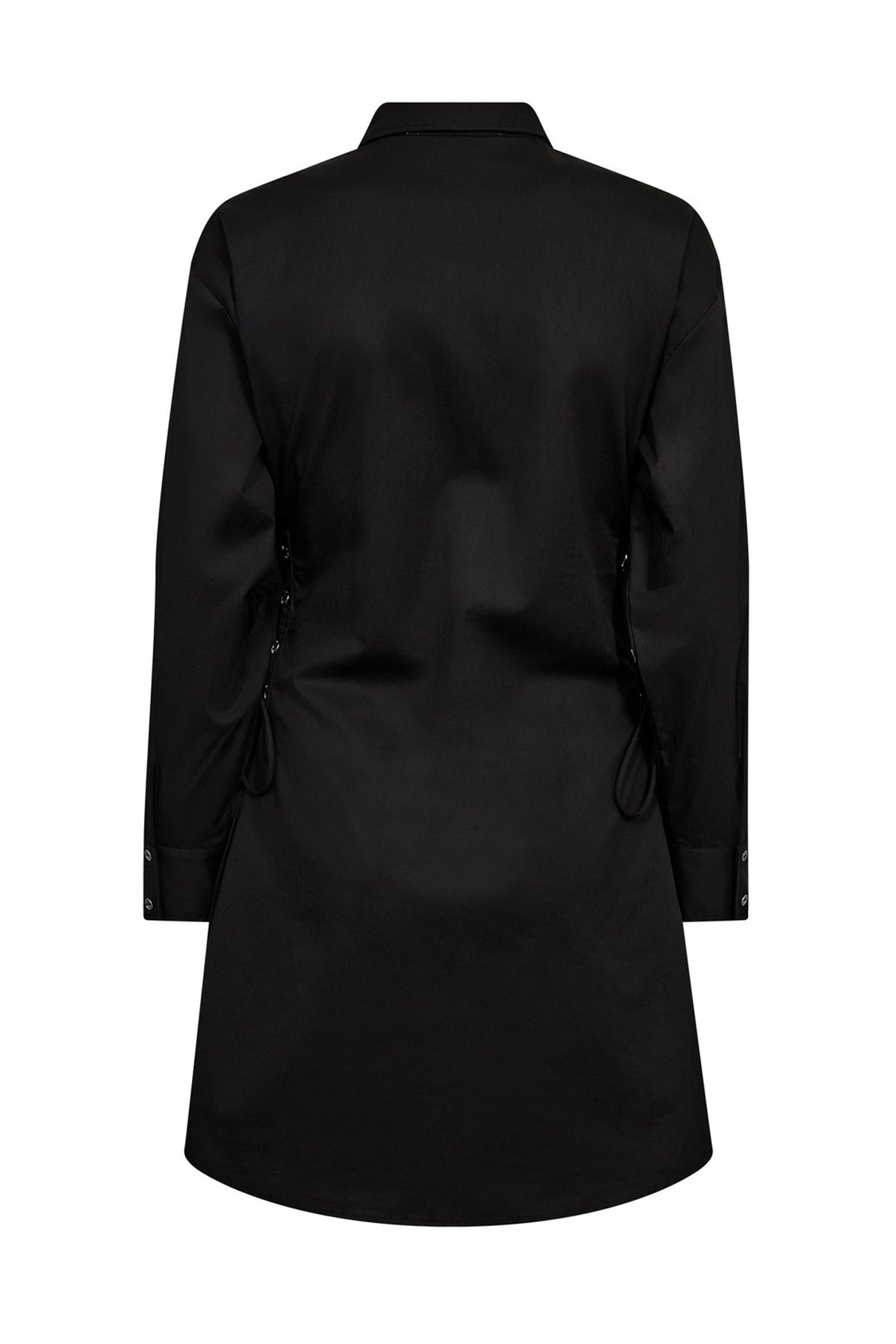 PoppyCC Eyelet Tie Shirt Dress 96-Black - 36525