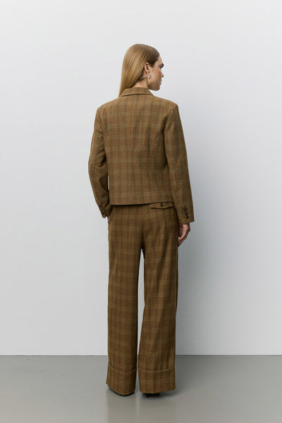 Poppysw Rutig figursydd kavaj Maple Brown Check - S263210 Thumbnail