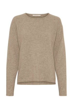 Pure Cashmere Pullover m. båtringning Naturbrun - 500083