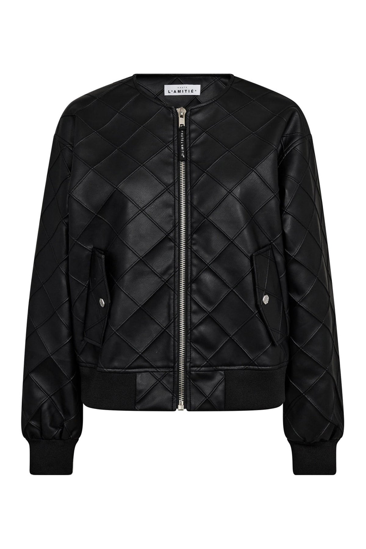 Quiltad PU-bomberjacka Svart HL10262