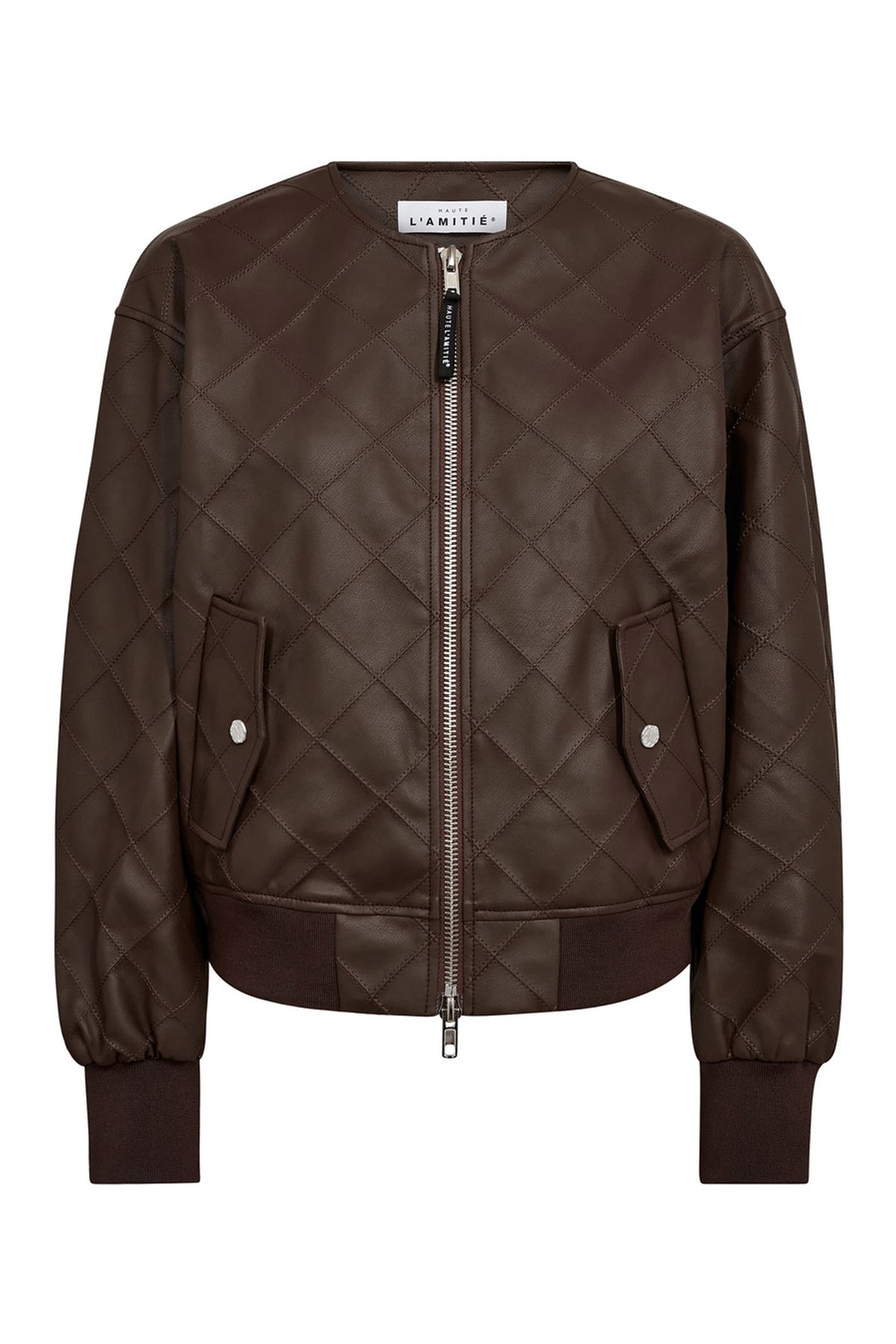 Quiltad PU-bomberjacka Mocca - HL10262