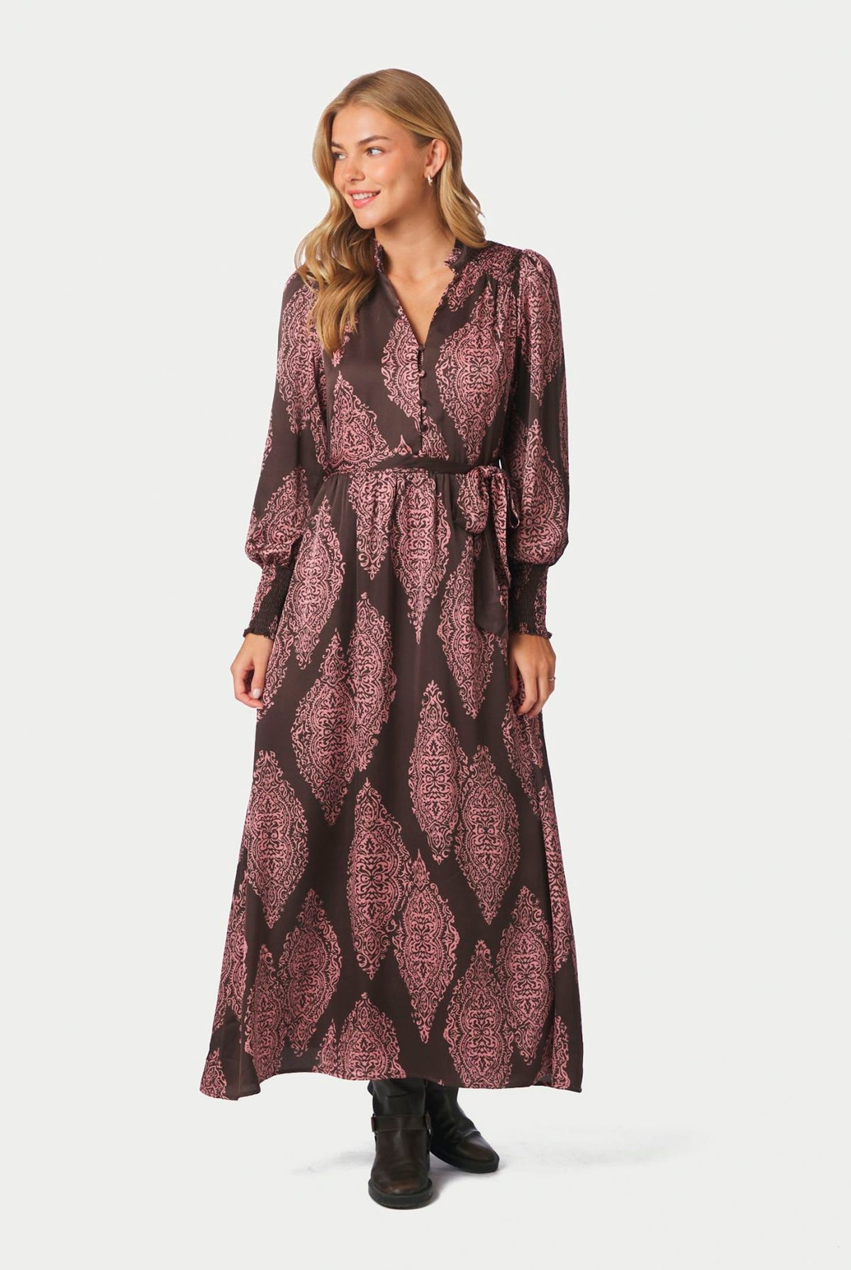 Novalee Paisley Drop Dress Mörkbrun/Evening Rose - 164473