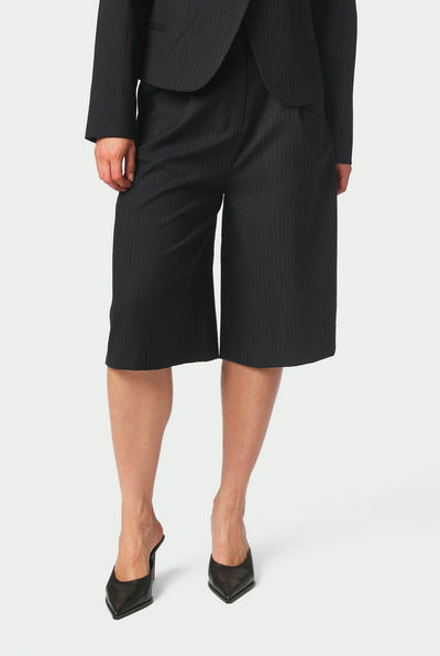 Rima Slim Pinstripe Shorts Mörkblå - 169531 Thumbnail