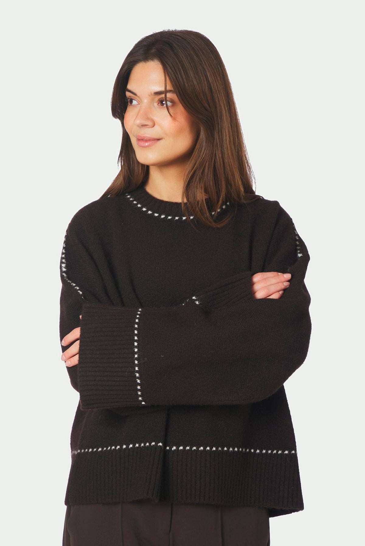 Roeme Knit Stitch Blouse Mörkbrun - 164818