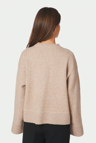 Roeme Knit Stitch Blouse BEIGE MELANGE - 164818 Thumbnail