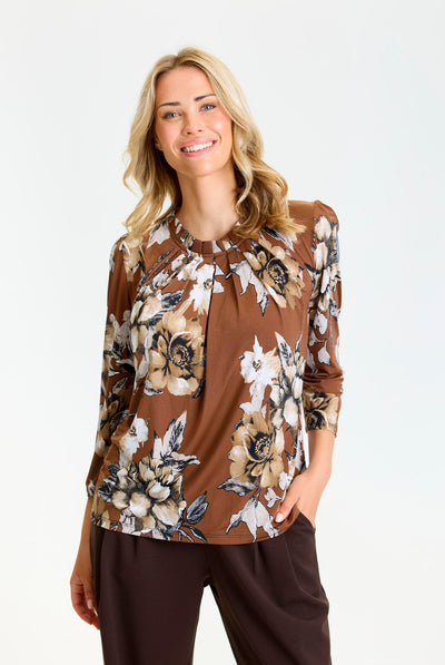 Grazia blus 3/4-ärm Brun - 17327 Thumbnail