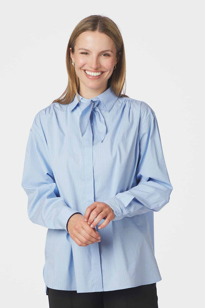 Rochelle Scarf Fine Stripe Shi Light Blue - 170095 Thumbnail