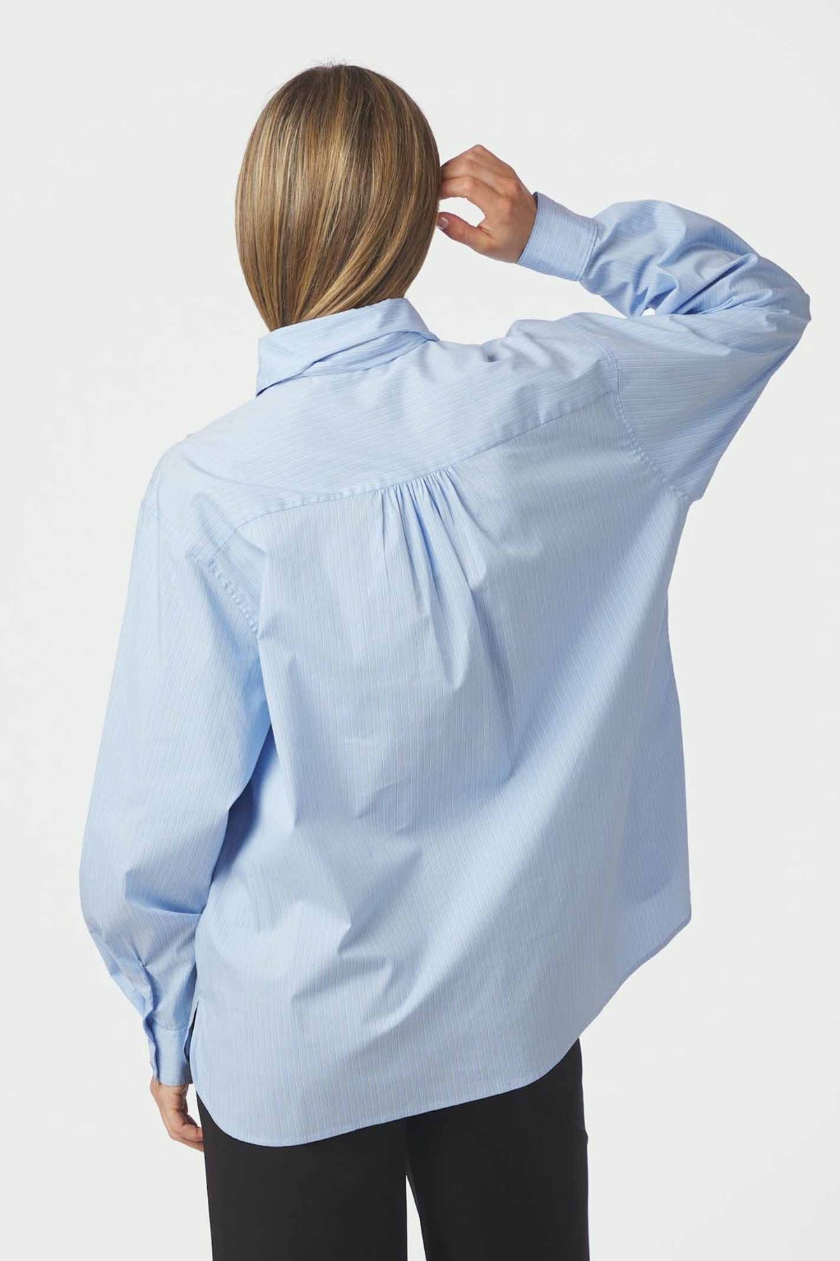 Rochelle Scarf Fine Stripe Shi Light Blue - 170095