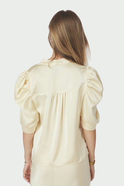 Roella Heavy Sateen Blouse Ljusgul - 162590 Thumbnail