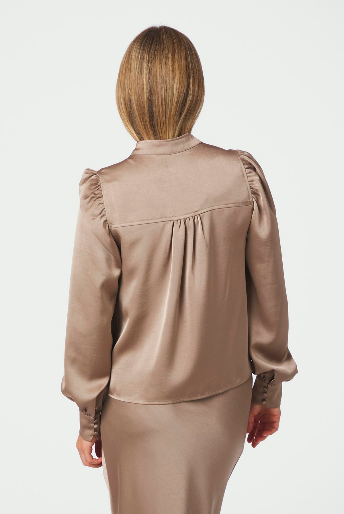 Rosslyn Heavy Sateen Blouse DARK TAUPE - 163769