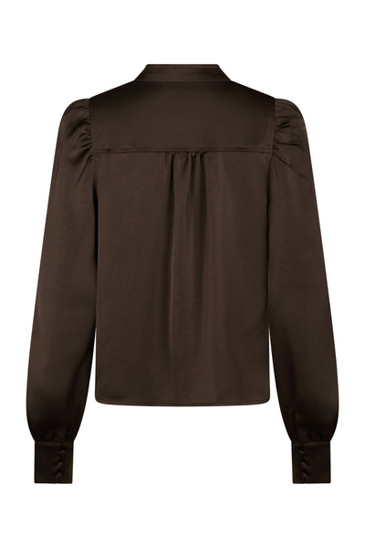 Rosslyn Heavy Sateen Blouse Mörkbrun - 163769 Thumbnail