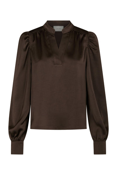 Rosslyn Heavy Sateen Blouse Mörkbrun - 163769 Thumbnail