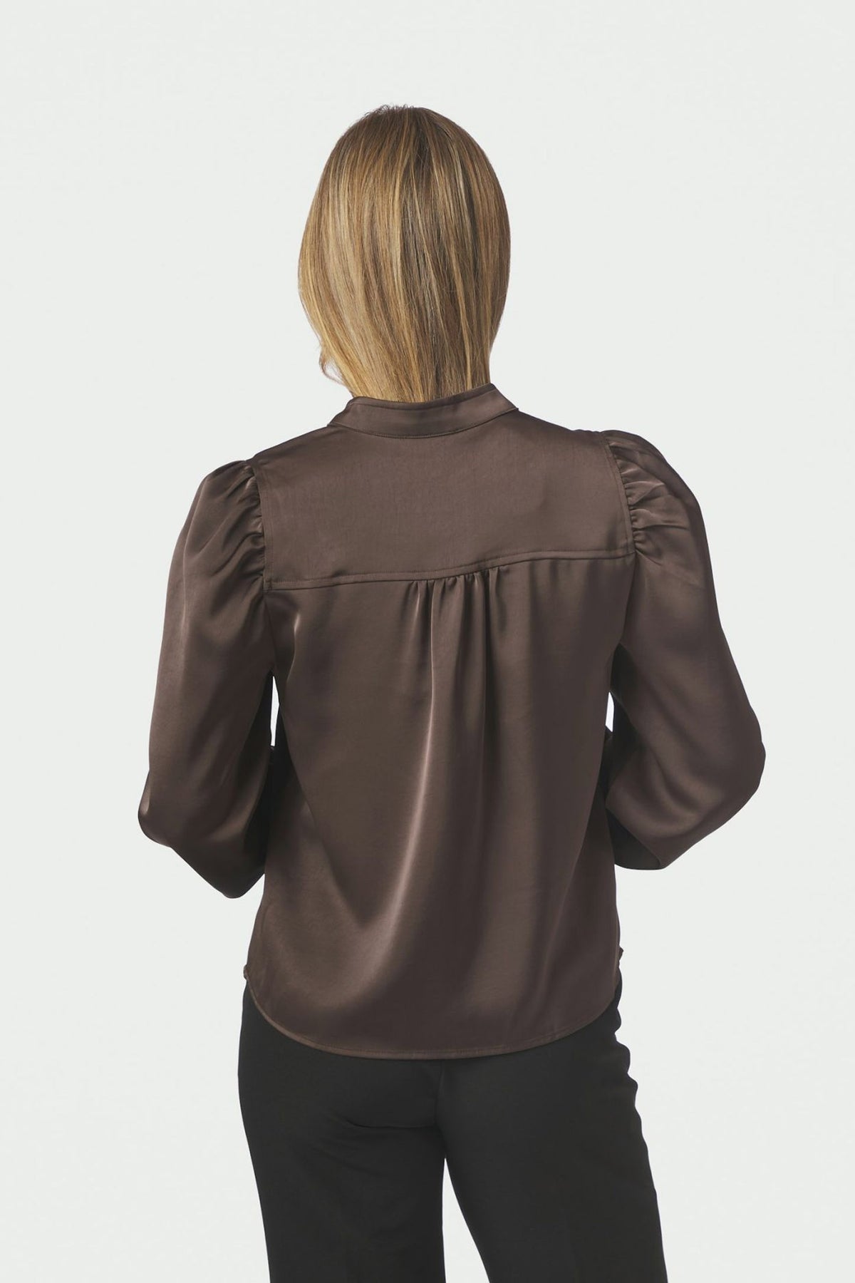 Rosslyn Heavy Sateen Blouse Mörkbrun - 163769