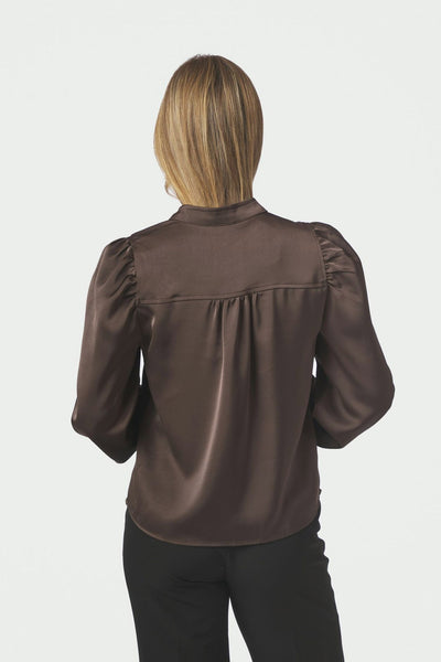 Rosslyn Heavy Sateen Blouse Mörkbrun - 163769 Thumbnail