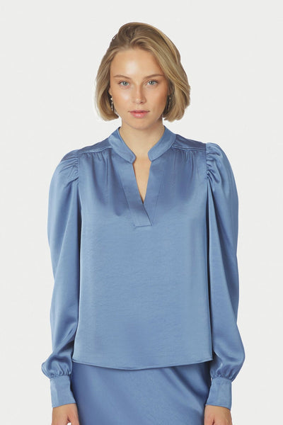 Rosslyn Heavy Sateen Blouse Smoke Blue - 163769 Thumbnail