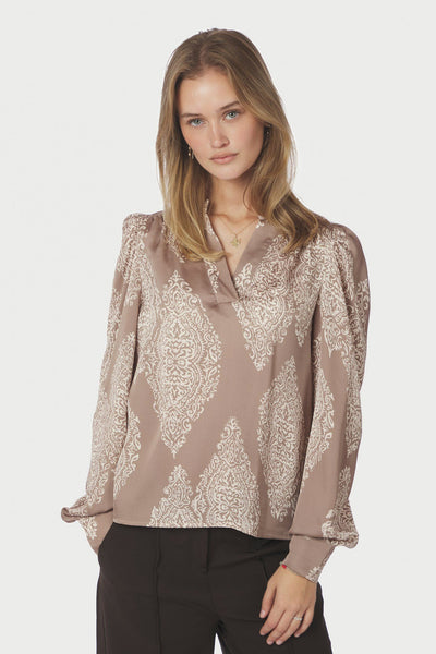 Rosslyn Paisley Drop Blouse MÖRK TAUPE - 163976 Thumbnail