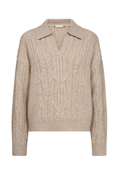 RowCC Collar Cable Knit 100-Creme - 32204 Thumbnail